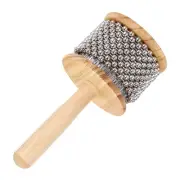 Wooden Cabasa Percussion 3.3" Music Hand Shaker with Metal Beads (Wood Color)