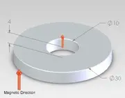 Neodymium Ring Magnet - OD30mm x H4mm x ID10mm | N42
