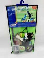 20" TUXEDO CAT on a Bike Spinner Whirligig Garden Art Stake Premier Design