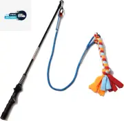 Interactive Flirt Pole Toy for Dogs Chase and Tug of War,Durable Teaser Wand wit