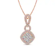 0.5 CT. T.W. Composite Natural Diamond Tilted Cushion Frame Pendant in 10K Rose Gold