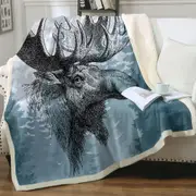 Moose Drawing Throw Blanket