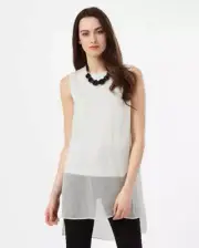 Phase Eight Ivory Silk Tunic Style Blouse with Removable Necklace Detail Size 10