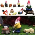 Miniature Gnome Figurines Cartoon Animal Resin Dwarf Statue Fairy Garden