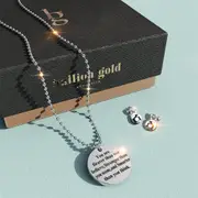 Boxed Brave Inscriptions Pendant Necklace Ball Stud Earrings Set