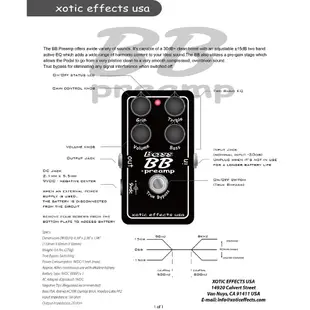 【爵士樂器】 Xotic Bass BB Preamp 增益/前級 效果器 BASS BBP