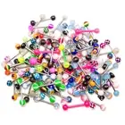 100Pcs Straight Barbells 14ga Acrylic Tongue Rings Surgical Steel Mix Piercing