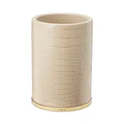 Aerin Classic Croc Embossed Leather Pencil Cup in Fawn