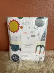 Pottery Barn Kids FULL Solar System Organic Flannel Sheet Set