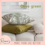 法式 復古 中古 美式 南洋風 印花 絨布 橄欖綠 臥室 飄窗 客廳 沙發 抱枕 靠墊