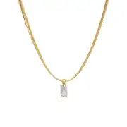 Nevenka Ladies Exquisite Pendant Necklace Snake Bone Chain Emerald Zircon Clavicle Chain-White