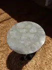 18" Round White Quartz Stone Coffee Table Crystal Gemstone Countertop Garden Dec