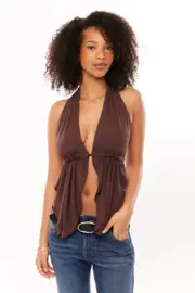 [Supré] Supré - Soft Dixie Tie Top - Choc eclair XL CHOC ECLAIR