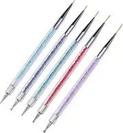 5pcs Nail Art Brushes & Dotting Tools Set - Double Ended Liner & Drawing Nail Art Pens - Complete Nail Art Tools Kit for DIY Nail Designs, Perfect for Beginners & Professionals