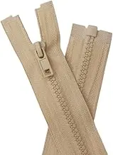 YaHoGa Pack of 2 122 cm Zip Plastic 5 mm Separable Zip for Jackets Beige
