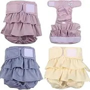 JoyDaog (3 Pack) Small Dog Diapers Dress for Female Reusable Premium Puppy Nappies Skirt for Period Heat Incontinence XS
