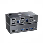 8K Dual Monitor HDMI 2.1 KVM Switch 2 Monitors 2 Computers 8K@60Hz/4K@144Hz USB