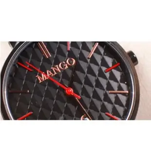 【MANGO】時尚跳色時標菱格紋手錶 34mm 黑色 MA6721L-BK