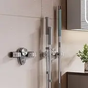 2pcs Broom Holder Mop Hanger Suction Cup Wall Mount, No Drilling Adjustable Mop Clip Hook, Removable Broom Organizer for Bathroom Toilet Home Storage