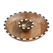 Mud Pie Checkered 12" 2" x 4" Dia | Spoon 5" Wood Chip Dip,Pie Plates
