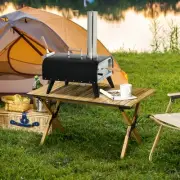 Outsunny Outdoor Pizza Oven with Rotating Stone, 12" Wood Fired Pizza Maker