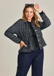 [Virtuelle] Taking Shape Boucle Relaxed Fit Jacket Size 20 in Navy MIX - Plus Size Women's Clothing Navy Mix