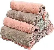 Microfiber Kitchen Washcloths, Super Absorbent Coral Velvet Dishtowels, Premium Table Cleaning Cloths, Non-Stick Oil Quick Dry Dish Towels, Soft Tea Towels, 10 Pack