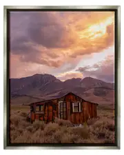 Rural Sunset Countryside Hut Framed Floater Canvas Wall Art by Jeff Poe