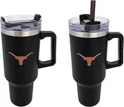 Desert Cactus University of Texas Longhorns UT Austin Large Insulated Stainless Steel Handle Lid Straw Reusable Double Walled Cup Hot Cold Drinkware Laser Etched (40oz Ounce Rally Tumbler Design F)