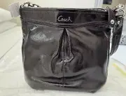 Vintage Coach Ashley Mahogany Brown Patent Leather Crossbody Shoulder Bag Purse