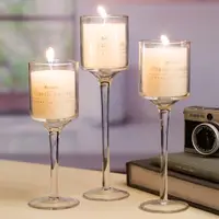 在飛比找ETMall東森購物網優惠-蠟燭臺擺件創意歐式情人節浪漫婚禮宴會高腳玻璃蠟燭杯餐桌裝飾品
