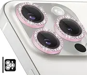 Camera Lens Protector for iPhone 16 Pro/iPhone 16 Pro Max, Individual Tempered Glass Camera Ring Lens Protector with Installation Tray Fit for iPhone 16 Pro/16 Pro Max Diamond Pink