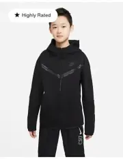 Nike Tech Fleece CU9223 010 Kids Full Zip Hoodie Jacket Black Size Xlarge .new