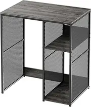 KirKical 3-Tier Coffee Bar Cabinet with Mini Fridge Space, Heavy-Duty Rustic Grey Microwave Stand Baker Rack, Utility Storage Organizer Shelf for Home Kitchen Dorm, Slate Grey