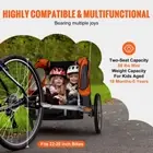Kids Double Seat Bike Trailer 2 in 1 Canopy Stroller Foldable Carrier Orange