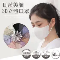 在飛比找PChome24h購物優惠-日系美顏3D立體成人口罩50入