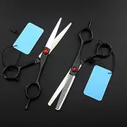 Hair Cutting Scissors, 6 inch Professional Japan 440c Black Hair Scissors Set Cutting Barber makas Haircut Salon thinning Shears Hairdressing Scissors