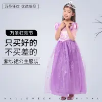 在飛比找蝦皮商城精選優惠-萬聖節兒童服裝女童禮服蓬蓬紗裙灰姑娘公主裙紫色公主裙