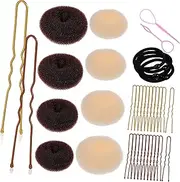 BATHVEVE 1Set Hair Bun Accessories Donut Bun Maker Kit with Donuts Shaped Pins Hair Ties and Styling Needle for Women for Elegant Hairstyles