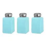 3pcs 6.8 Oz/200ml Alcohol Push Down Pump Dispenser Bottle Press, Blue