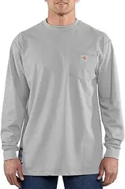 [CARHARTT] Men's Big & Tall Flame Resistant Force Cotton Long Sleeve T-Shirt,Light Gray,Large Tall