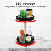 2 Tier Turntable Spice Rack Organizer 360° Rotating Seasoning Organizer WhLWy