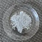 Hoya Crystal Etched Plate Flower of The Month February Crocus Signed T Yamamoto