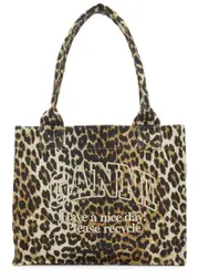 Ganni Easy Shopper Large Leopard-print Canvas Tote ONE SIZE