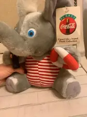 BNWT Coca Cola Vintage Grey Elephant Plush 1993 8" tall W/Shipping