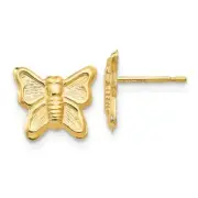 14K Yellow Gold 10mm Butterfly Stud Earrings Push Back Madi K Children's Jewelry