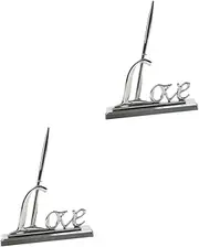Operitacx Pcs Glamorous Wedding Pen Set Plated Metal Signing Pen Holder for Guest Signatures Love Motif