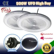 2x UFO 500W HIGH LOW BAY LED WORK LIGHT WAREHOUSE FACTORY FLOOD DOWN GROW LAMP