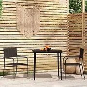 3 Piece Garden Dining Set Black Patio Bar Sets