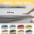 36CM-Deep 2000TC Fitted Sheet Breathable Pocket King/Queen/Double/Single